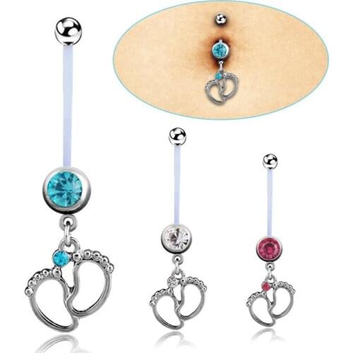 Beach Pregnant Belly Navel Sexy Belly Navel Rings Body Piercing Button Rings Drop Dangle Body Belly Piercing Baby Feets Jewelry