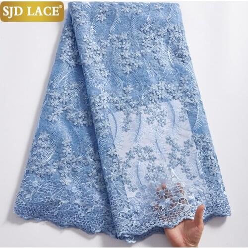 SJD LACE Bride Dress Sewing French Lace Fabric Embroidery African Net Lace Fabric Sew2021Soft Mesh Laces Fabrics By 5Yards A2334