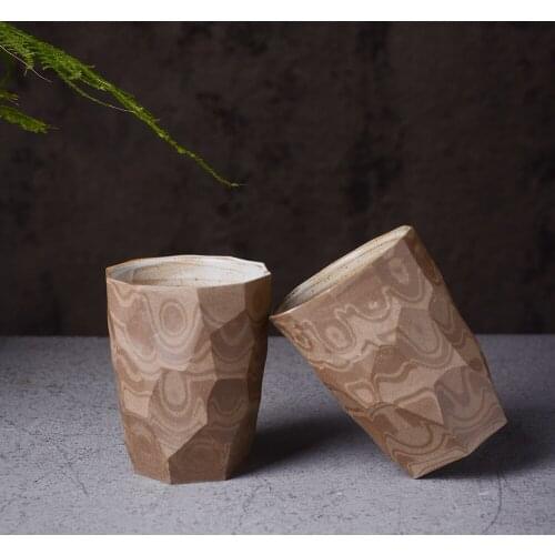 Japanese-style Cut Mugs Handmade Teacups Coarse Pottery Black Retro Coffee Cups Ceramic Milk Tea Simple Personality Cups