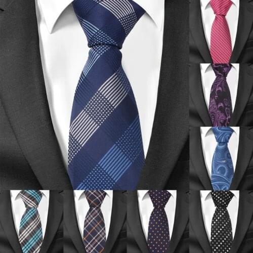 Fashion Skinny Neck Ties for Men Casual Plaid Suits Tie Gravatas Blue Mens Neckties For Business Wedding 6cm Width Slim Men Ties
