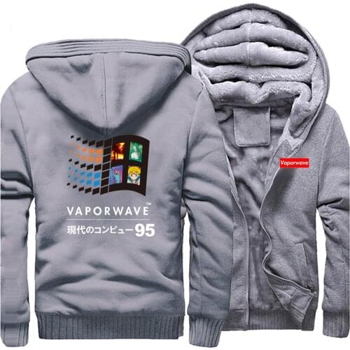 Vaporwave Vintage Retro Japanese Anime hooded 2020 Men Popular Raglan Hoodie Aesthetic Printed autumn Winter Fleece Sweatshirts