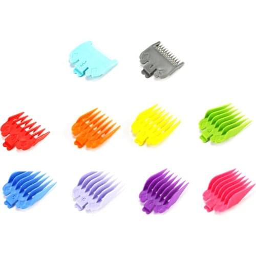 10Pcs Hair Clipper Combs Guide Kit Multi-color Hair Trimmer Guards Attachments Universal Hair Salon Tools Styling Accessory #E