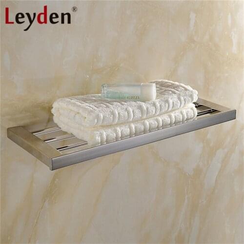 Leyden Bath Towel Holders Polished Chrome Wall Mounted Square Modern Towel Rack Stainless Steel Towel Racks Bathroom Accessories
