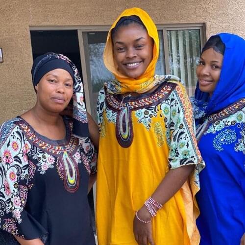 New African Oversize Chiffon African Loose Size Beads Diamond Women Casual Dress Dashiki robe BD02