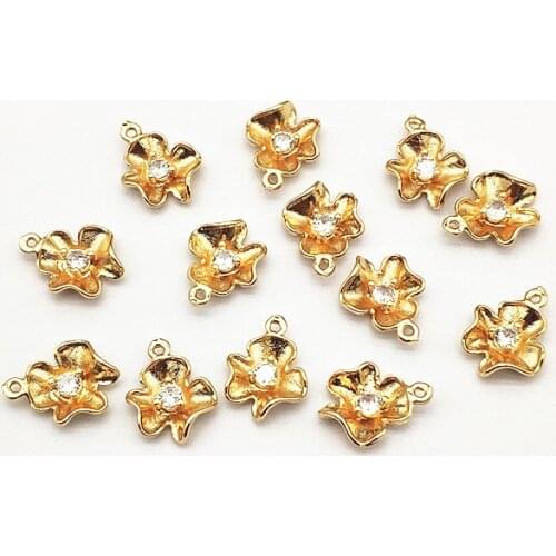 New Arrival! 15x12mm 100pcs Cubic Zirconia Flower Charm for Handmade Earring DIY Parts,Jewelry Accessories Findings & Component
