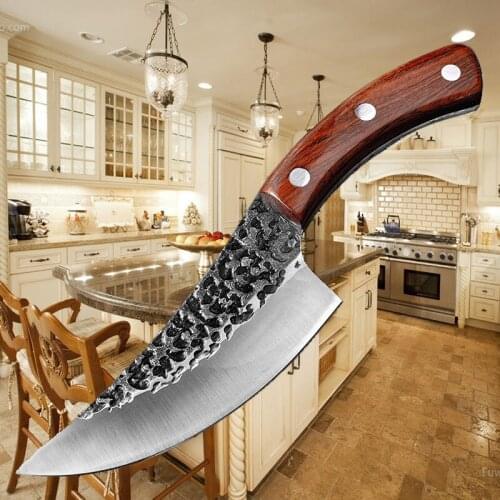 Full Tang 5CR15 Boning Knife 5.5 Inch Cleaver Butcher Knives Handmade Forfed Steel Knife Slice Chef Knives With Leather Sheath