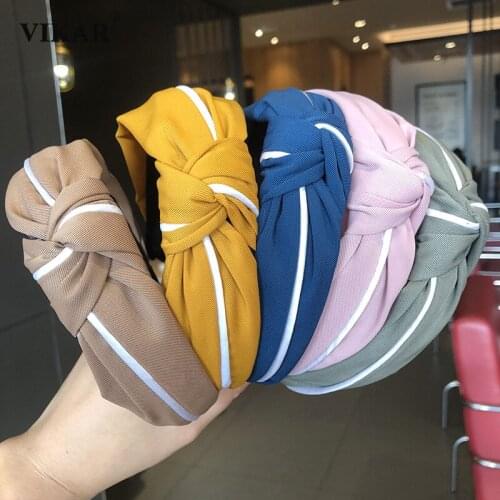 Simple Stripe Headband Winter Thick Bezel Hair Hoop Elastic Headwear For Women Plaid Hair Bands Fashion Hair Accessories Vikar
