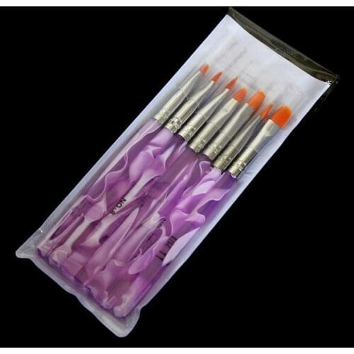 Wholesale promotion high quality 7pcs UV Gel Acrylic Nail Art Builder Brush Design drawing pen 30sets/lot free EMS/DHL shipping
