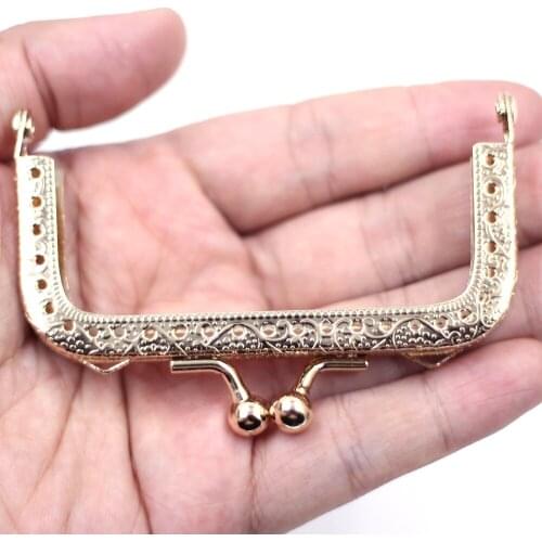 Wholesale 8.5cm Square Metal Purse Frames Kiss Clasps Clutch Buckle Handbag Handle Gold Tone DIY Luggage Hardware Accessories