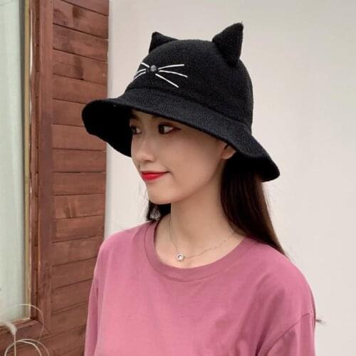 Bucket hat For Women cat ears fisherman Hat summer breathable Bonnet peaked cap Panama hat bonnet Fishing hat chapeu bucket