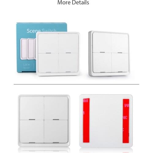 Tuya Smart Home ZigBee Switch Wireless Free Sticker 4-way Panel Scene Button Switch Smart Scene Automation Control Switch