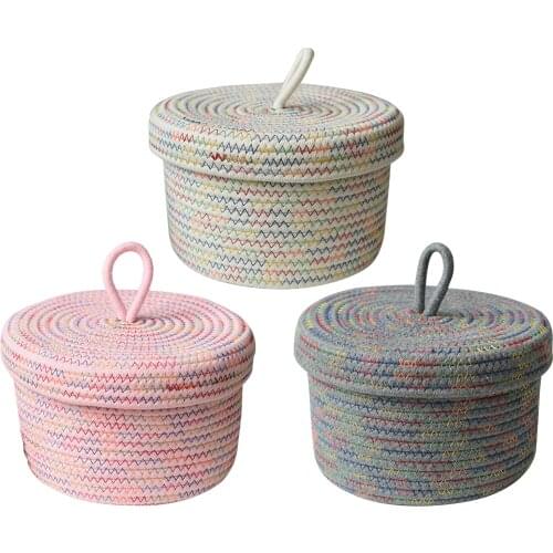 Weaving Cotton Toys Books Snacks Pets Food Storage Box with Lid Organizers