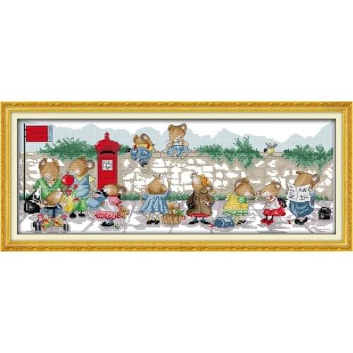 Cute cartoon DIY cross stitch kit stamped 14ct 11ct count printed canvas cross stitch pattern embroidery kit handmade needlework