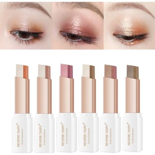 Eyeshadow Stick Stereo Gradien Shimmer Double Color Eye Shadow Pen Diagonal Cutting Makeup Waterproof Sweatproof Cosmetics TSLM1