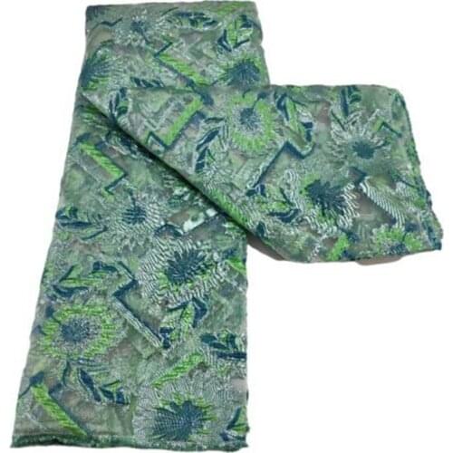 High Quality African nigerian tulle Lace Fabric Swiss Organza Embroidery guipure lace fabric nigerian Party dress 5 yard Green
