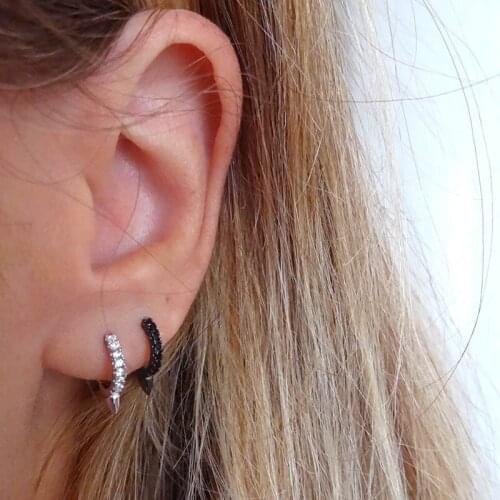 2021 New Cute Sparking Mini Circle Earring,micro Pave Cz Open 10mm Hoop Girl Women 925 Sterling Silver Jewelry Earrings