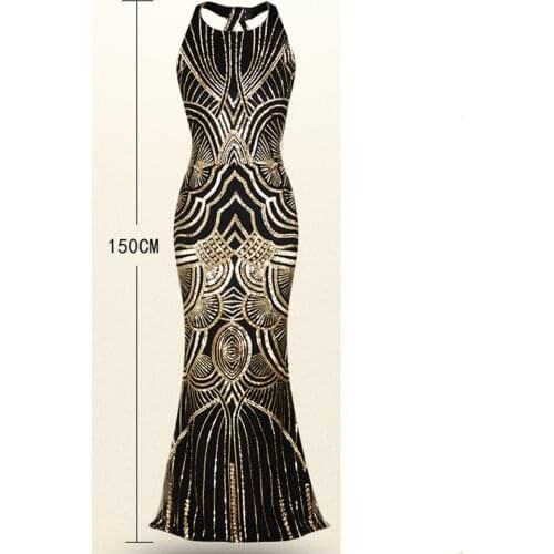 Womens 1920s Gatsby Flapper Dress Retro Flower-Shaped Sequined Long Ball Evening Growns Plus Size GA60