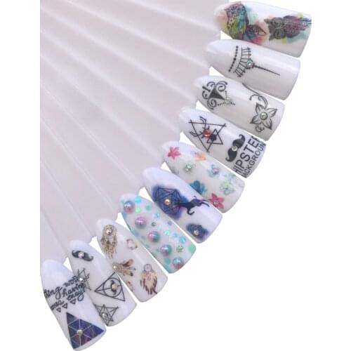 YWK 10 Styles Nail Art Stickers Nail Decals Decoration Cartoon small fresh flower Adhesive Colorful Tip DIY Label Manicure