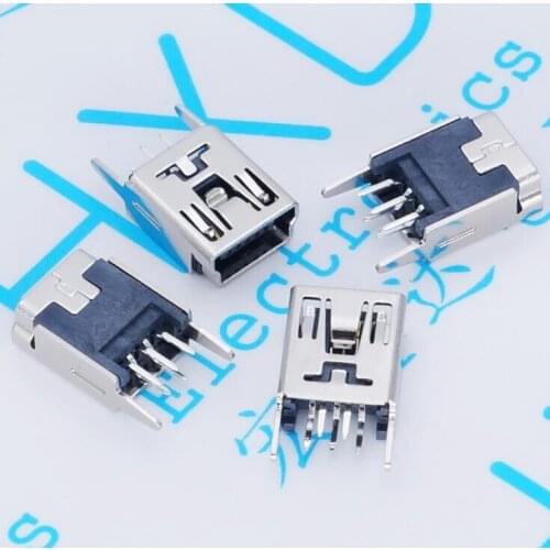 120pcs MINI vertical straight legs seat mini USB female MINI-5P straight connector flapper 180 degrees vertical