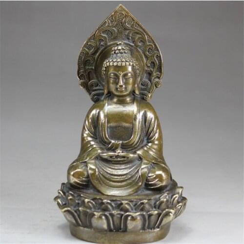 14cm Tibet Tibetan Buddhism Silver Handwork Statue Shakyamuni Amitabha Buddha Seat Statue Decoration Metal Handicraft