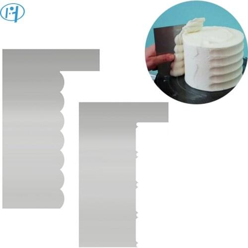 2pcs Stainless Steel Cake Scraper Fondant Mousse Cream Spatula Edge Smoother Kitchen Cake Pastry Mold Baking Decorating Tools