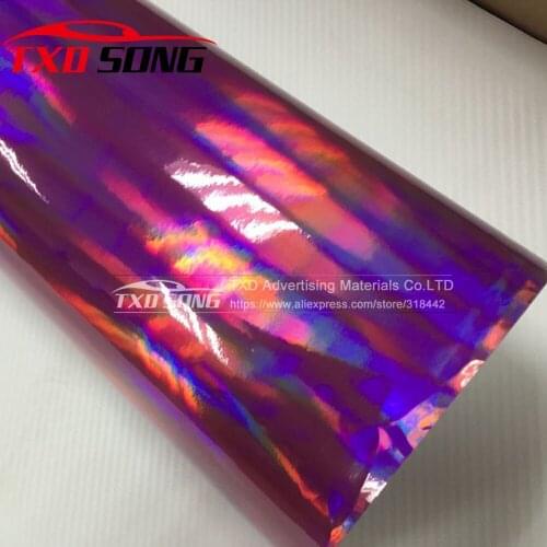 20X49CM/Lot Pink Laser car wrap film holographic Rainbow Sticker Car styling film black silver chrome vinyl sample Free ship