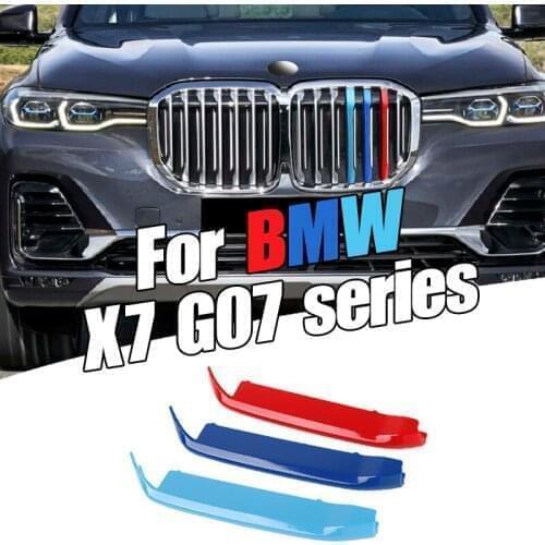 3pcs Car 3D M Styling Front Grille Trim Bumper Cover Strips Stickers for BMW X7 Series G07 2019-2021