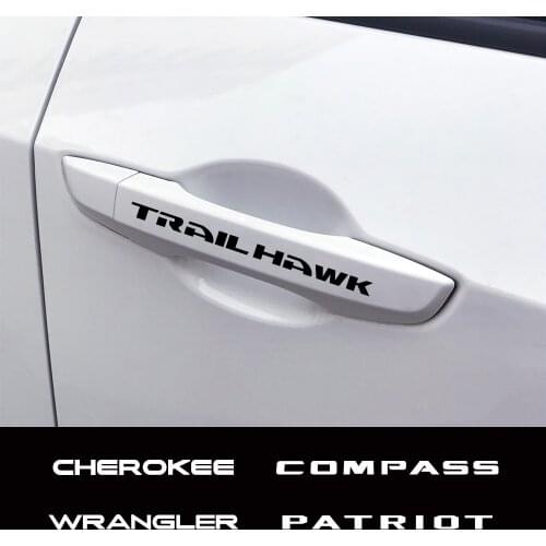 4PCS Car Vinyl Door Handle Stickers Decals For Jeep Renegade Wrangler JK Rubicon Cherokee Patriot Trail Hawk Compass Accessories