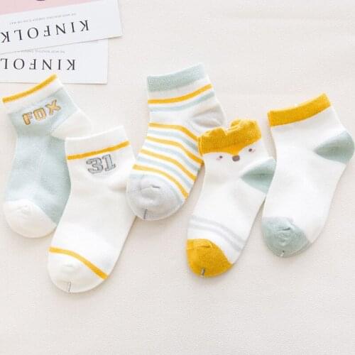 5 Pairs/Lot Boys Kids Ankle Socks Cotton Socks Mesh Stripe Solid Color Socks Spring and Summer Childrens Socks