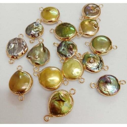 5 PCS /LOT 100% freshwater loose pearl with baroque shape, COIN shape baroque pearl with hanging ,DIY PEARL BEADS, COLORFULL