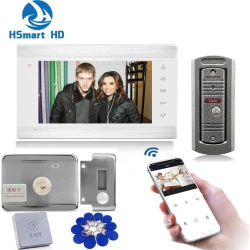 Tuya Smart APP Wireless WiFi HD Video Door Phone Intercom System with ID Card Electric Lock Wired Doorbell Camera Remote unlock