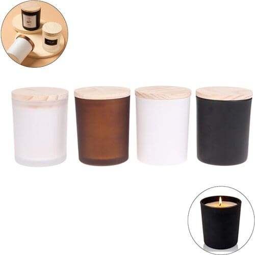 Smoke Free Fragrance Candle Cup With Wooden Lid Eco-Friendly Soy Candle Glass Bottle Creative Gifts Souvenir