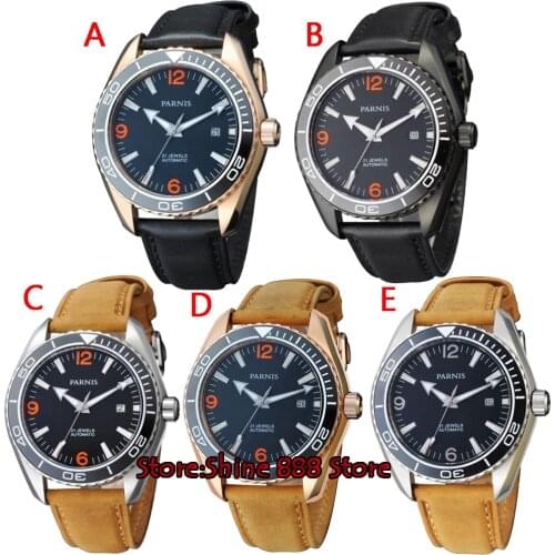 45mm parnis black dial sapphire glass 21 jewels miyota automatic mens watch