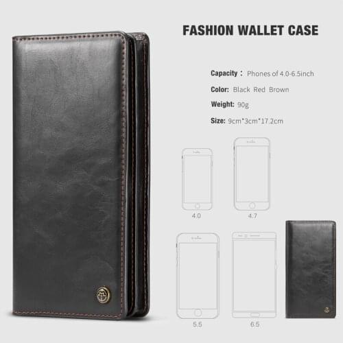 4-6.5 Inch Phone Bags Leather Flip Wallet Case for Samsung Galaxy S10 Plus Case for iPhone X XS Max XR Case for Xiaomi Mi 9 Capa