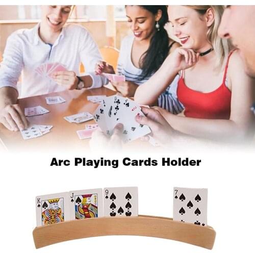 Wooden Playing Cards Holder Arc Playing Cards Holder Curved Games Card Holder For Cards Games 4PCS/Set
