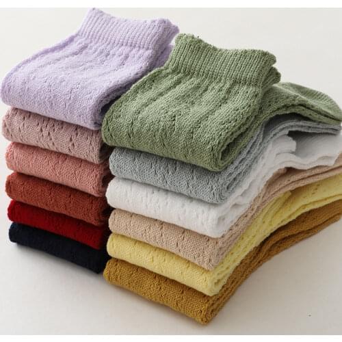 Ins Baby Socks Knee High Long Girl Boy Hollow Floor Sock Spring Summer Infant CandyColor Sock Soft Toddler Fashion Spanish Socks
