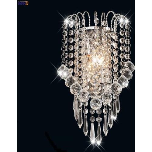 IWHD Modern Simple Crystal Wall Lamp Beside Bedroom Mirror Stair Light Sconce Wall Lighting LED Aplique Lampara Pared Wandlamp