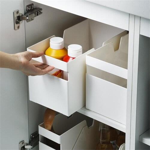 1pc Plastic Box Kitchen Cabinet Storage Containers Spice Organizer Desketop Sundries Storage Box Case Kitchen Bathroom Organizer