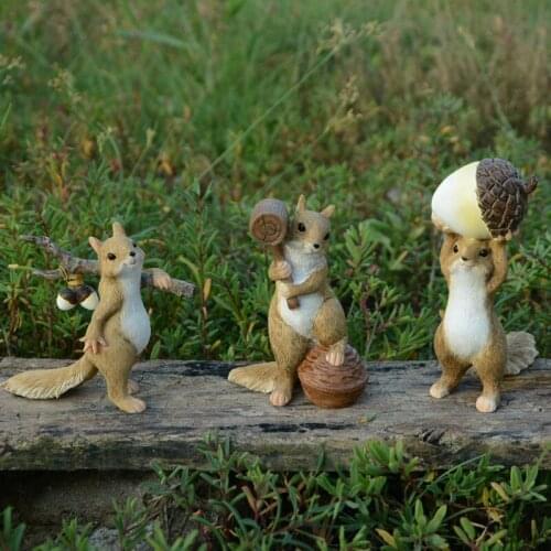 Creative Cute Little squirrel figurines Resin Miniature Animal Crafts garden Mini home decor accessories Christmas best gift