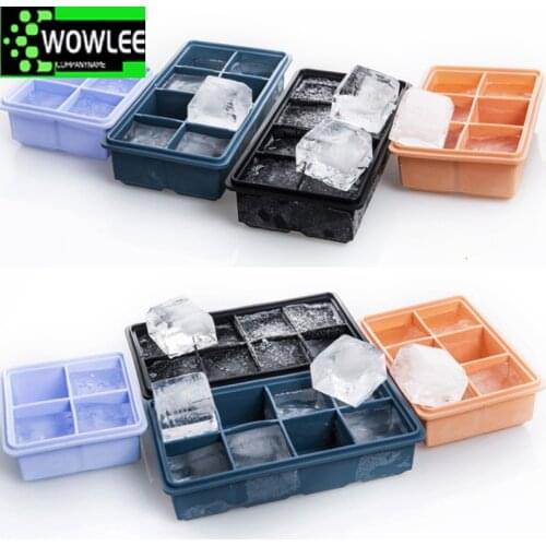 Black 8 Big Grids Food Grade Silicone Ice Cube Maker Jumbo Large Square Tray DIY Mold Mould Kitchen Accessories
