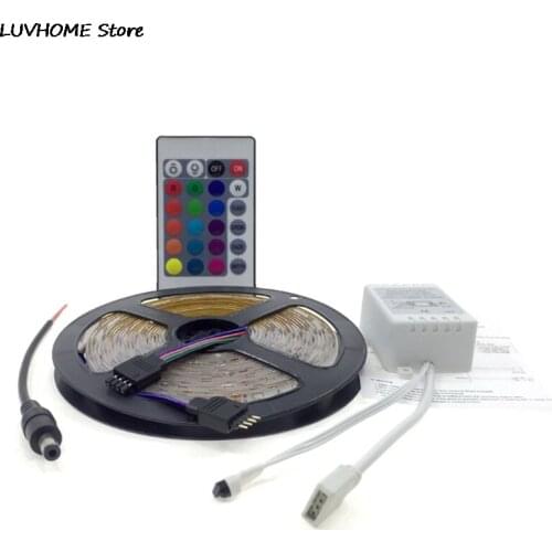 Hot! 1Set 3528 SMD RGB 600LEDs LED Strip Lights Lamp 24Key IR Remote Controller LED Strip 5M