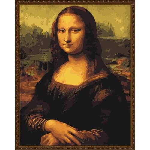 MaHuaf-X082 Mona Lisa smile Painting By Numbers DIY Handpainted child Gift Coloring By Number on Canvas Painting home decor