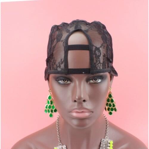Small/Medium/Large Middle Part U part wig cap for making wigs with Stretch Lace and Adjustable Straps Black AliExpress shipping