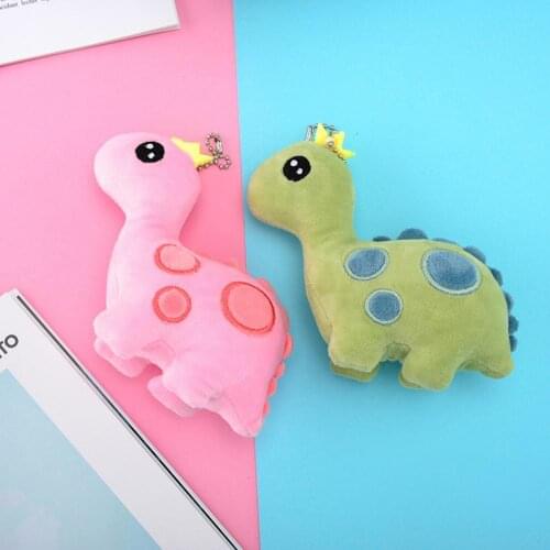 Mini Cute Cartoon Crown Dinosaur Soft Plush Doll Hanging Children Toy Bag Pendant Decor Ornaments