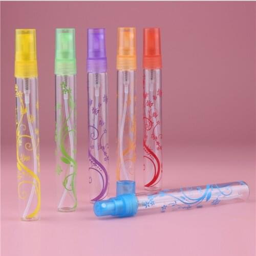 Fashion 10ML 6Pieces/Lot Mini Sample Glass Perfume Bottle With Spray&Empty Parfum Case With Butterflyand Tree Printing Outside