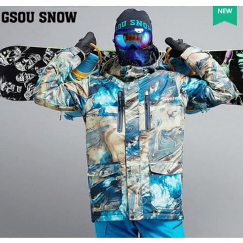 Mens Blue Ski Jacket With Powder Skirt Male Cycling Snowboarding Snow Coat Waterproof 10K Breathable Warm Ski Parka Anorak