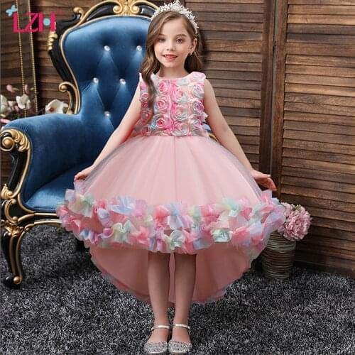 LZH 2021 New Girl Child Dress For Wedding Childrens Dresses For Bridesmaids Baby Girls Clothes 4-10 Years Kids Perform Costumes