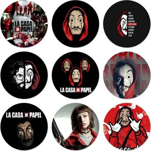 New Arrival TV La Casa de papel Icons Pins Badge Decoration Brooches Metal Badges For Clothes Backpack Decoration
