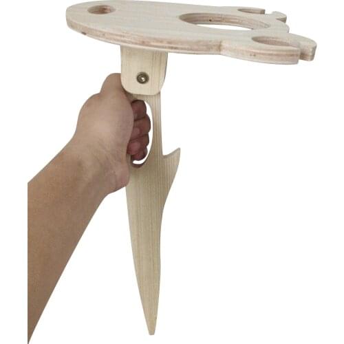 Wine Tray Cup Holder Convenient Wooden Wine Glass Holder Wine Tray For Outdoor Family Dinner Amily Picnic Camping Beach