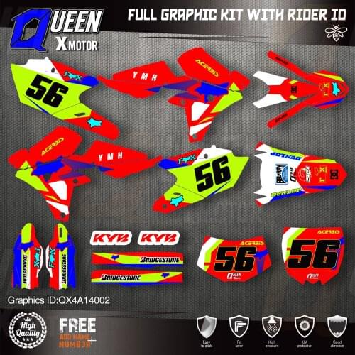 QUEEN X MOTOR Custom Team Graphics Backgrounds Decals 3M Stickers Kit For YAMAHA 14-18YZ250F 15-18YZ250FX WRF250 14-17YZ450F 002
